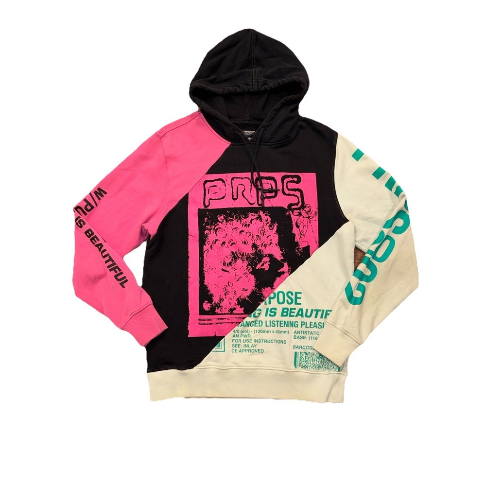 PRPS Columbia Asymmetrical Color-block Graphic Logo Hooded Sweatshirt In Multi S